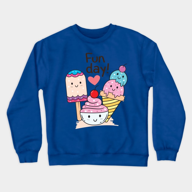 ice cream fun day Crewneck Sweatshirt by Mako Design 